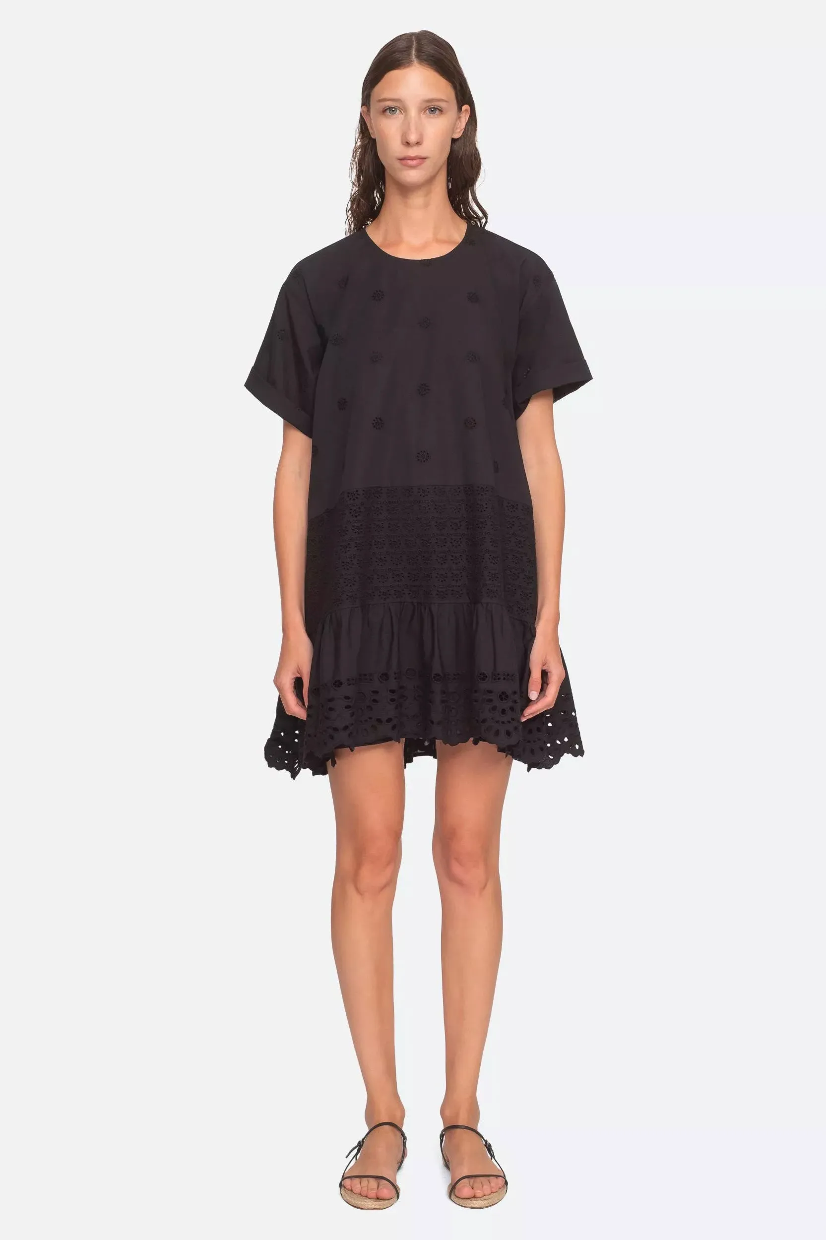 Elysse Embroidered Tunic Dress in Black